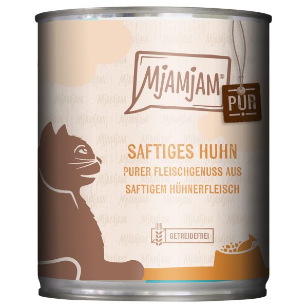 Ekonomipakkaus 24x800g MjAMjAM puhdasta lihaa nauttiva mehukas puhdas kana märkäruoka kissoille