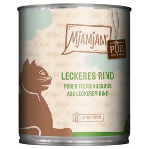 Economy Pack 24x800g MjAMjAM Pure Meat Delight Herkullista puhdasta naudanlihaa Märkä kissanruoka