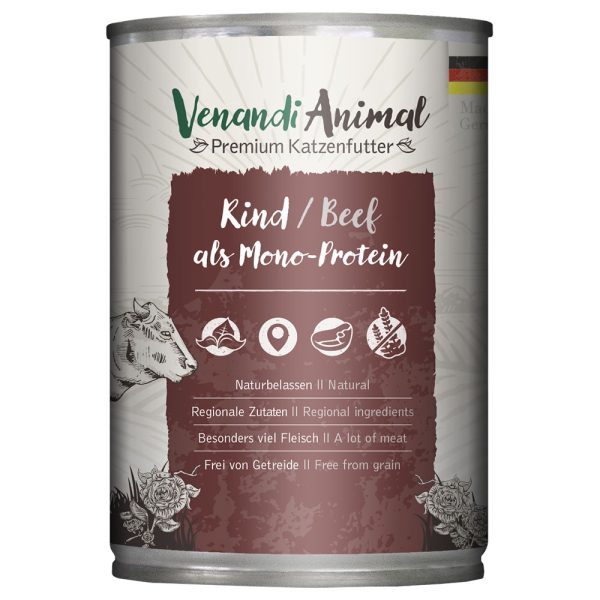6x400g Venandi Animal Monoprotein Beef kissanruoka märkä