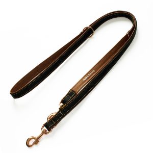 Heim-talutushihna, vuorattu rosé, musta/ruskea 220cm, 16mm