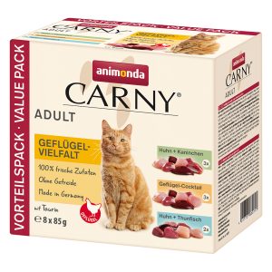 8x85g siipikarjalajitelma 3 makua Pouch Animonda Carny kissaruoka