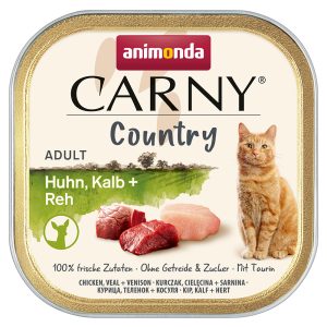 32x100g kana, vasikka & kauris Animonda Carny Country Adult  -kissanruoka
