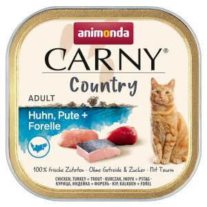 32x100g kana, kalkkuna & taimen Animonda Carny Country Adult  -kissanruoka