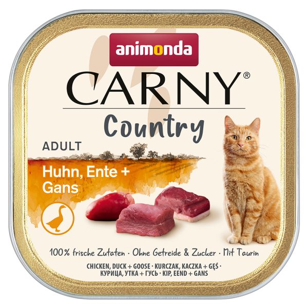 32x100g kana, ankka & hanhi Animonda Carny Country Adult  -kissanruoka