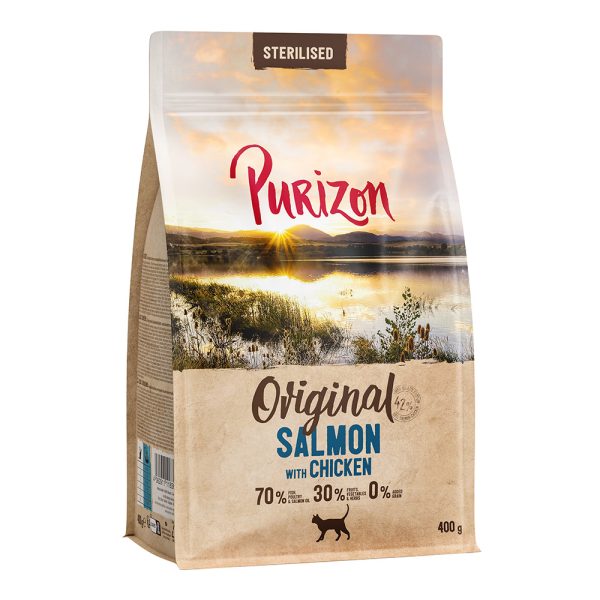 400g Sterilised Adult lohi ja kana viljaton Purizon kissan kuivaruoka