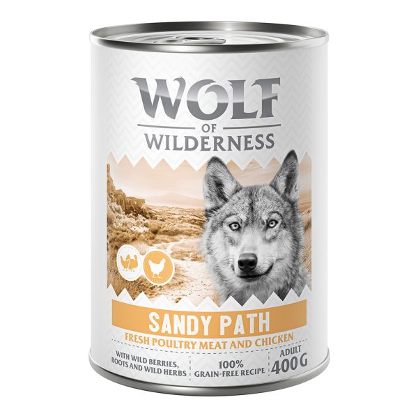 6x400g Wolf of Wilderness Expedition Adult Sandy Path - siipikarja ja kana koiran märkäruoka