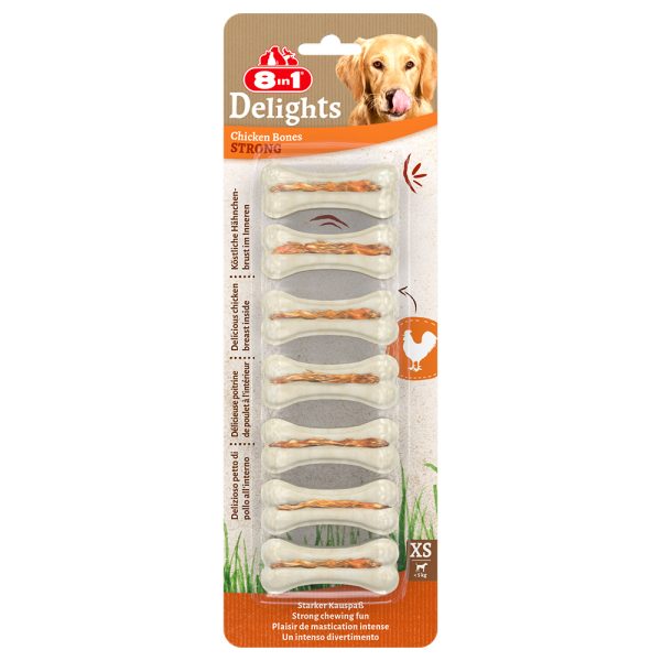 140g Delights Strong 8in1 puruluut XS, 7 kpl koiralle