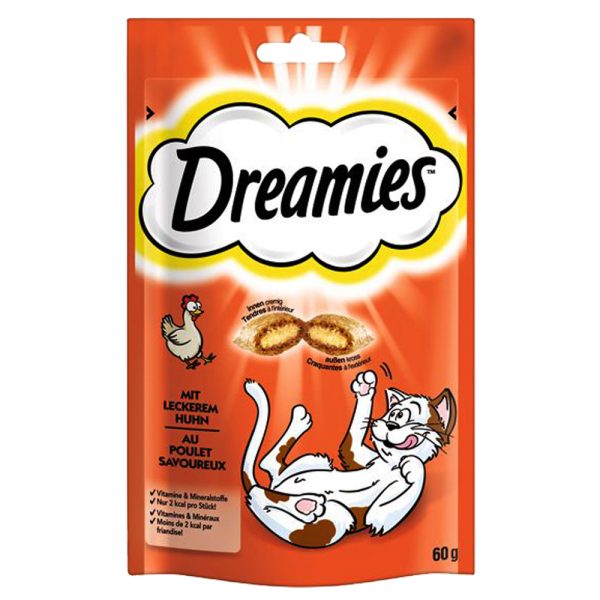 4x60g Dreamland kana, juusto, ankka + kalkkuna Dreamies kissalle