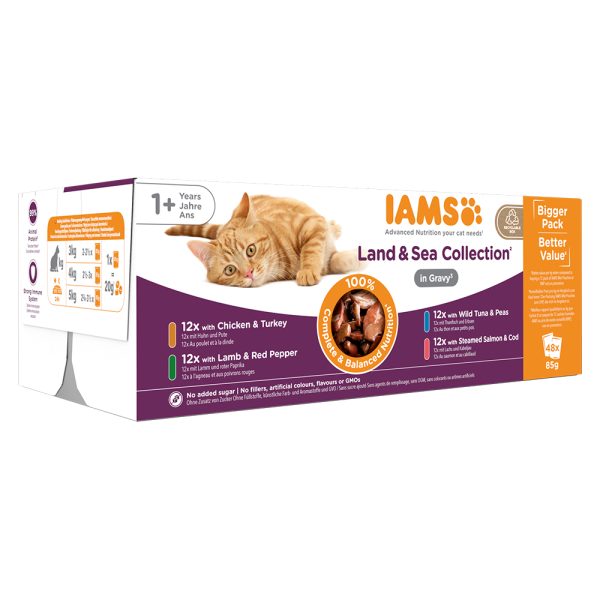 48x85g Delights Adult Land & Sea in Sauce IAMS kissanruoka