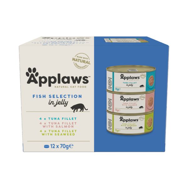 12x70g Adult Fish Selection in Jelly Applaws kissanruoka