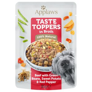 12x85g nauta, vihreät pavut, bataatti & punainen paprika Applaws Taste Toppers Pouch in Broth
