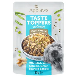 12x85g siika, lohi, vihreä papu & linssi Applaws Taste Toppers kastikkeessa koiralle