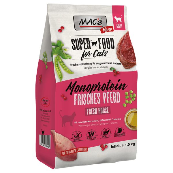 1,5kg Superfood for Cats Adult Monoprotein hevonen MAC's kuivaruoka