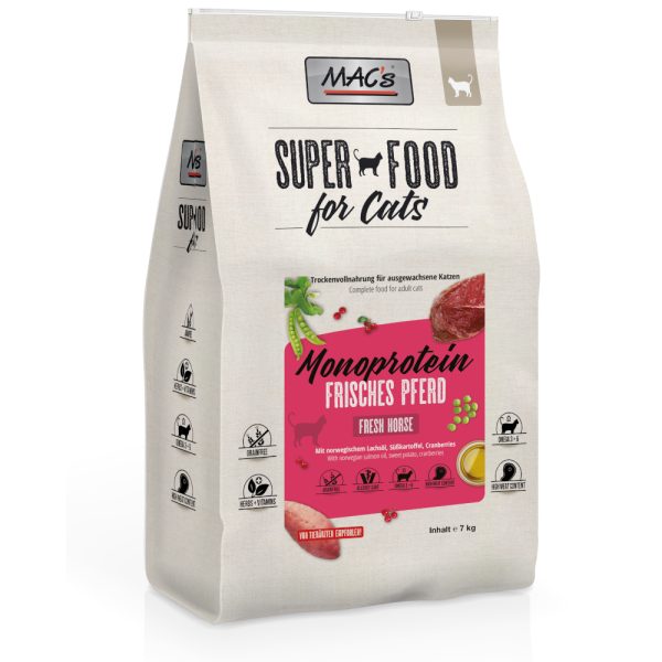 7kg Superfood for Cats Adult Monoprotein hevonen MAC's kuivaruoka