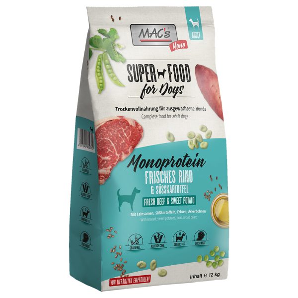 2x12kg MAC's Mono nauta säästöpakkaus koiran kuivaruoka