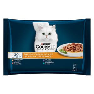 4x85g lajitelma 4 suikaleateriaa Gourmet Perle kissanruoka