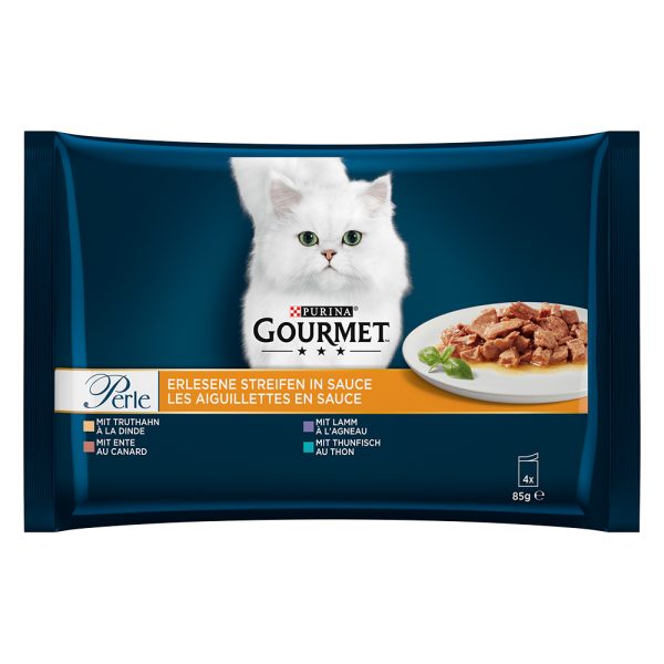4x85g lajitelma 4 suikaleateriaa Gourmet Perle kissanruoka