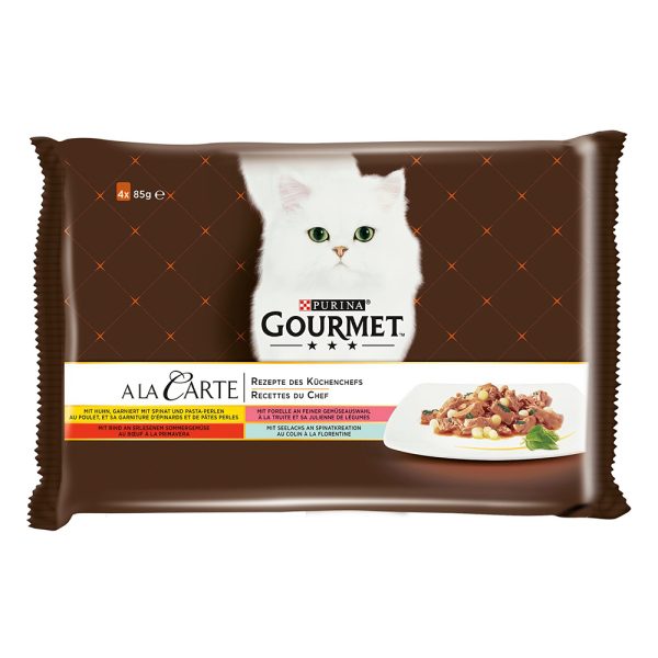 4x85g kana, taimen, nauta, seiti Gourmet A La Carte kissanruoka