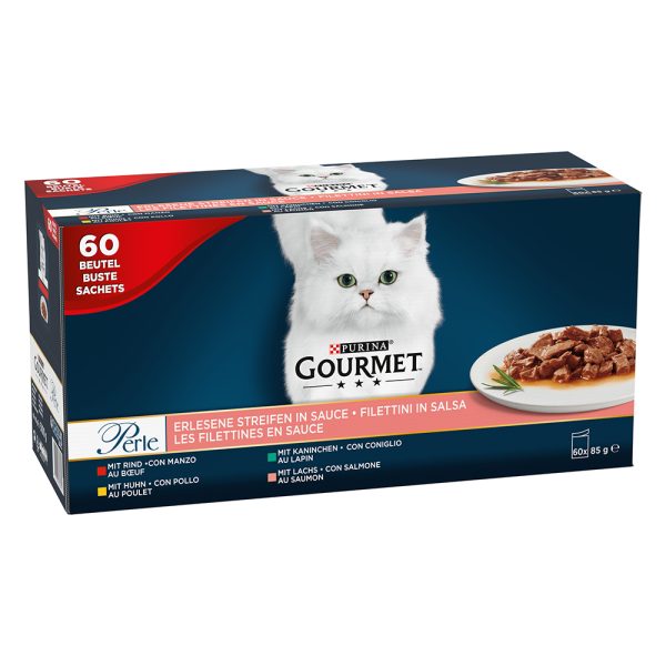 60x85g nauta + kani + lohi + kana Gourmet Perle kissanruoka