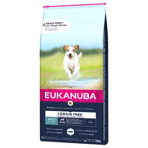 12kg Adult S/M Breed lohi Eukanuba Grain Free koiran kuivaruoka