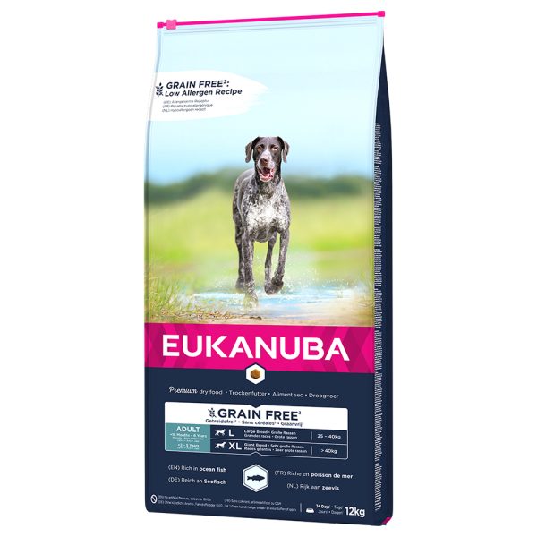 12kg Adult Large Dogs lohi Eukanuba Grain Free koiran kuivaruoka