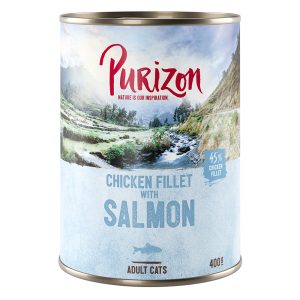 12 x 200 g / 400 g Purizon kissanruoka erikoishintaan! - kanafilee & lohi (12 x 400 g)