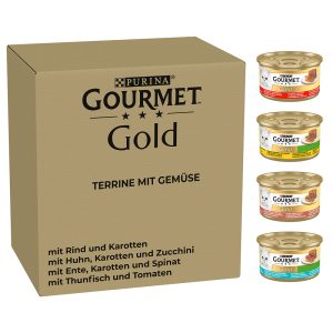 96x85g Terrine vihanneksilla Gourmet Gold -kissanruoka