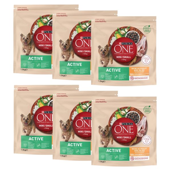 säästöpakkaus: 18kg Purina One Mini Active kana ja riisi kuivaruoka koira