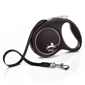 flexi Black Design -nauhatalutin M musta, 5 m