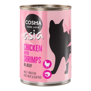 6x400g hyytelössä kana & katkarapu Cosma Asia kissanruoka