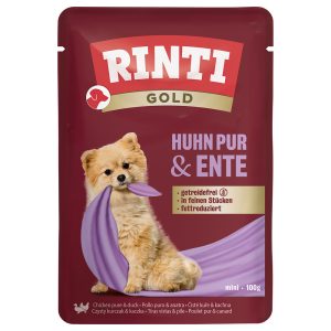 10 x 100g kana & ankka RINTI Gold koiran märkäruoka