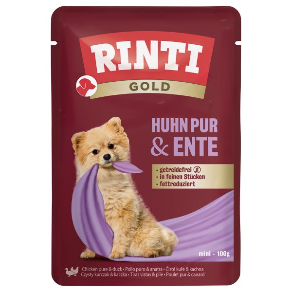 10 x 100g kana & ankka RINTI Gold koiran märkäruoka