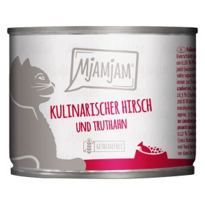 24x 200g MjAMjAM Culinary Hirvenlihaa ja kalkkunaa tuoreilla karpaloilla Märkä kissanruoka