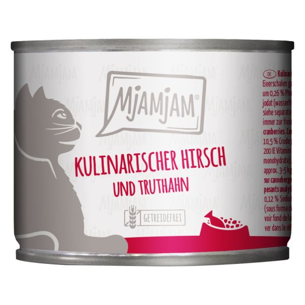 6x 200g MjAMjAM Culinary Hirvenlihaa ja kalkkunaa tuoreilla karpaloilla Märkä kissanruoka