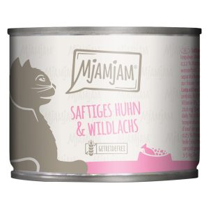 24x 200g MjAMjAM Juicy Chicken and Wild Salmon Märkä kissanruoka, mehukas kana ja luonnonlohi
