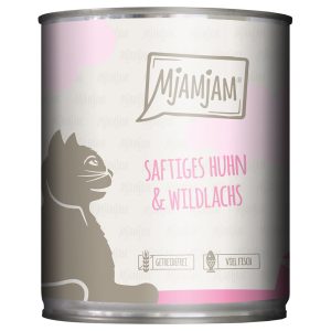 24x 800g MjAMjAM Juicy Chicken and Wild Salmon Märkä kissanruoka