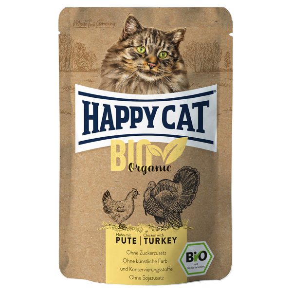 6x85g Bio Pouch luomukana & luomukalkkuna Happy Cat -kissanruoka