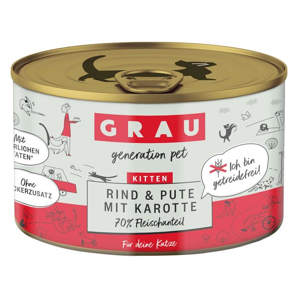 12x200g Kitten nauta kalkkuna & porkkana Grau Gourmet -kissanruoka