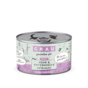 6x200g kana & kalkkunansydän Grau-kissanruoka