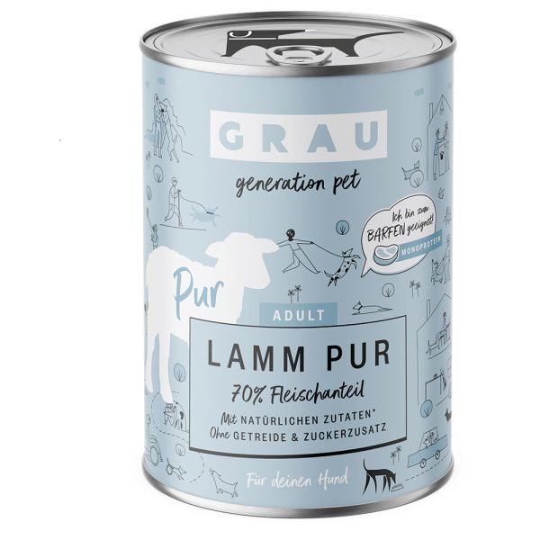 6x400g GRAU koiranruoka lammasta pellavaöljyllä