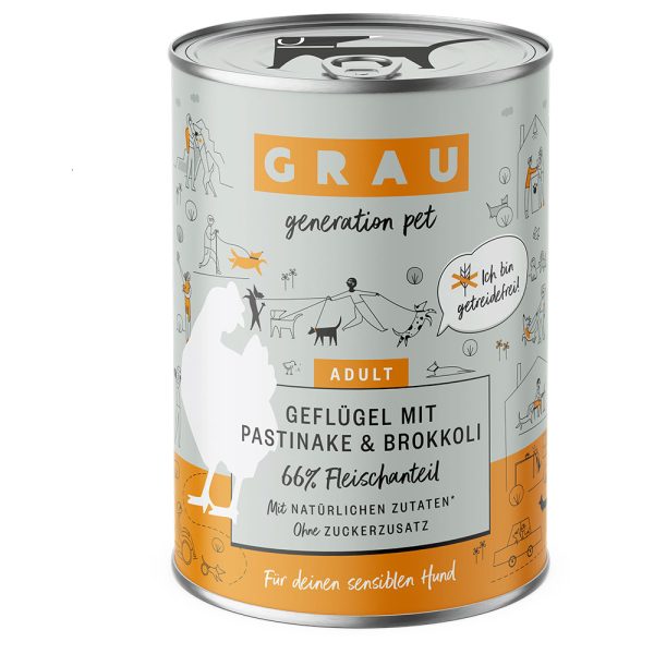 6x400g GRAU koiranruoka siipikarjaa palsternakalla & parsakaalilla