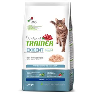 1,5kg valkoista lihaa sisältävä Exigent Adult Natural Trainer kissan kuivaruoka
