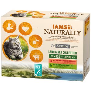 48x85g Naturally Senior Land & Sea Collection IAMS kissan märkäruoka