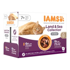 48x85g Delights Senior Land & Sea Collection in Sauce IAMS kissanruoka