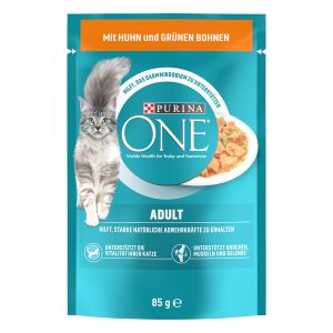 13x85g Adult kana & vihreät pavut Purina One kissan märkäruoka