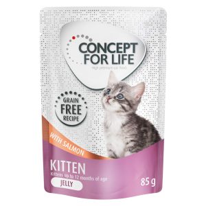 48x85g Kitten viljaton lohi hyytelössä Concept for Life -kissanruoka