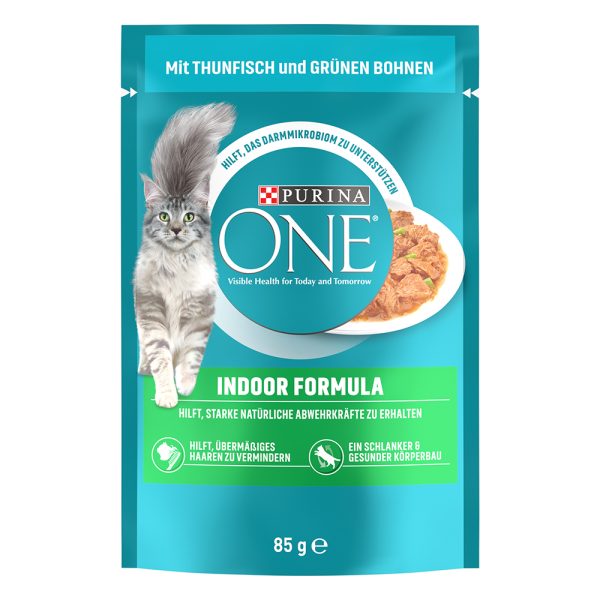 13x85g Indoor Formula tonnikala & vihreät pavut Purina One Kissanruoka