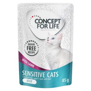 48x85g Sensitive Cats viljaton lammas hyytelössä Concept for Life -kissanruoka