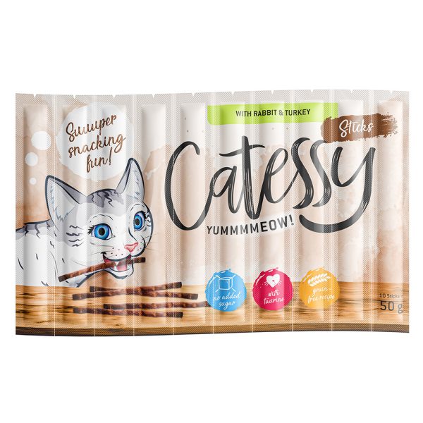 10 kpl Catessy Sticks kani, kalkkuna & hiiva kissanherkku