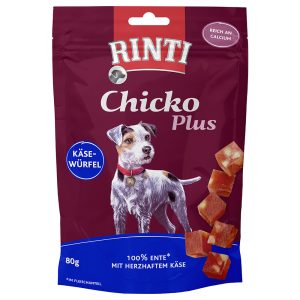 12x80g Chicko Plus -juusto- & ankkakuutiot RINTI koiranherkku